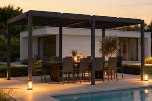 AGOSTA 5x3 szabadon álló bioklimatikus pergola, 250 cm magas - szürke alumínium 2