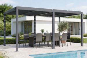 Pergola bioclimatique 5x3 autoportée AGOSTA hauteur 250cm - Aluminium gris main image