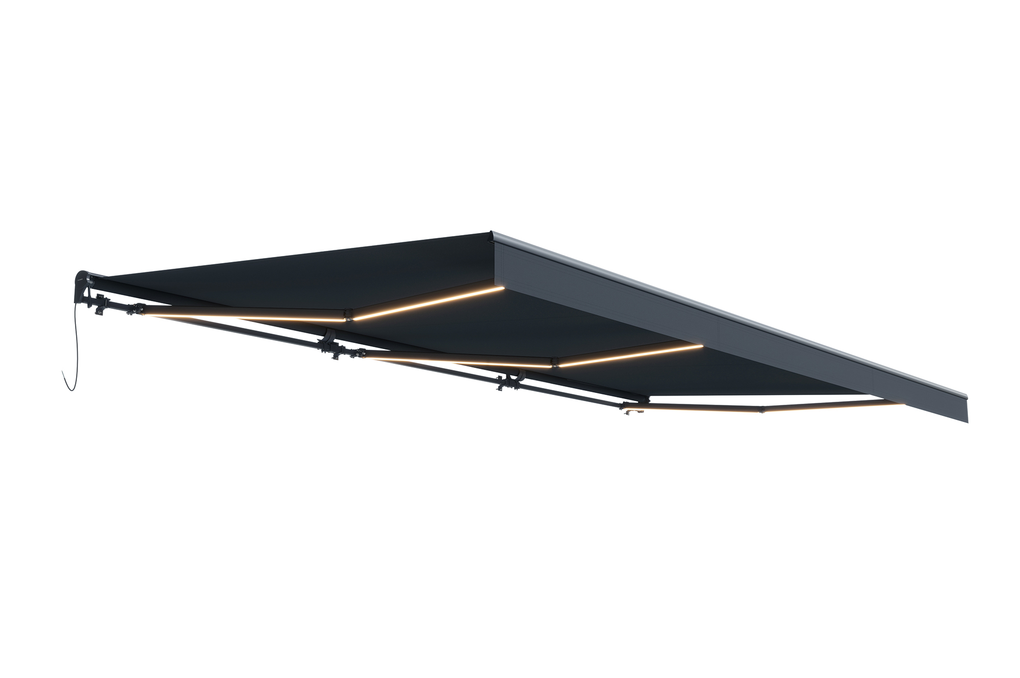 FAZZIO 6x3m semi-cassette gemotoriseerd LED-zonnescherm, grijs, grijs doek 13