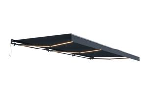 FAZZIO 6x3m semi-cassette gemotoriseerd LED-zonnescherm, grijs, grijs doek 13