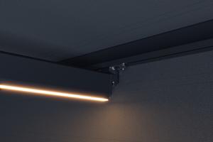 FAZZIO 6x3m semi-cassette gemotoriseerd LED-zonnescherm, grijs, grijs doek 17