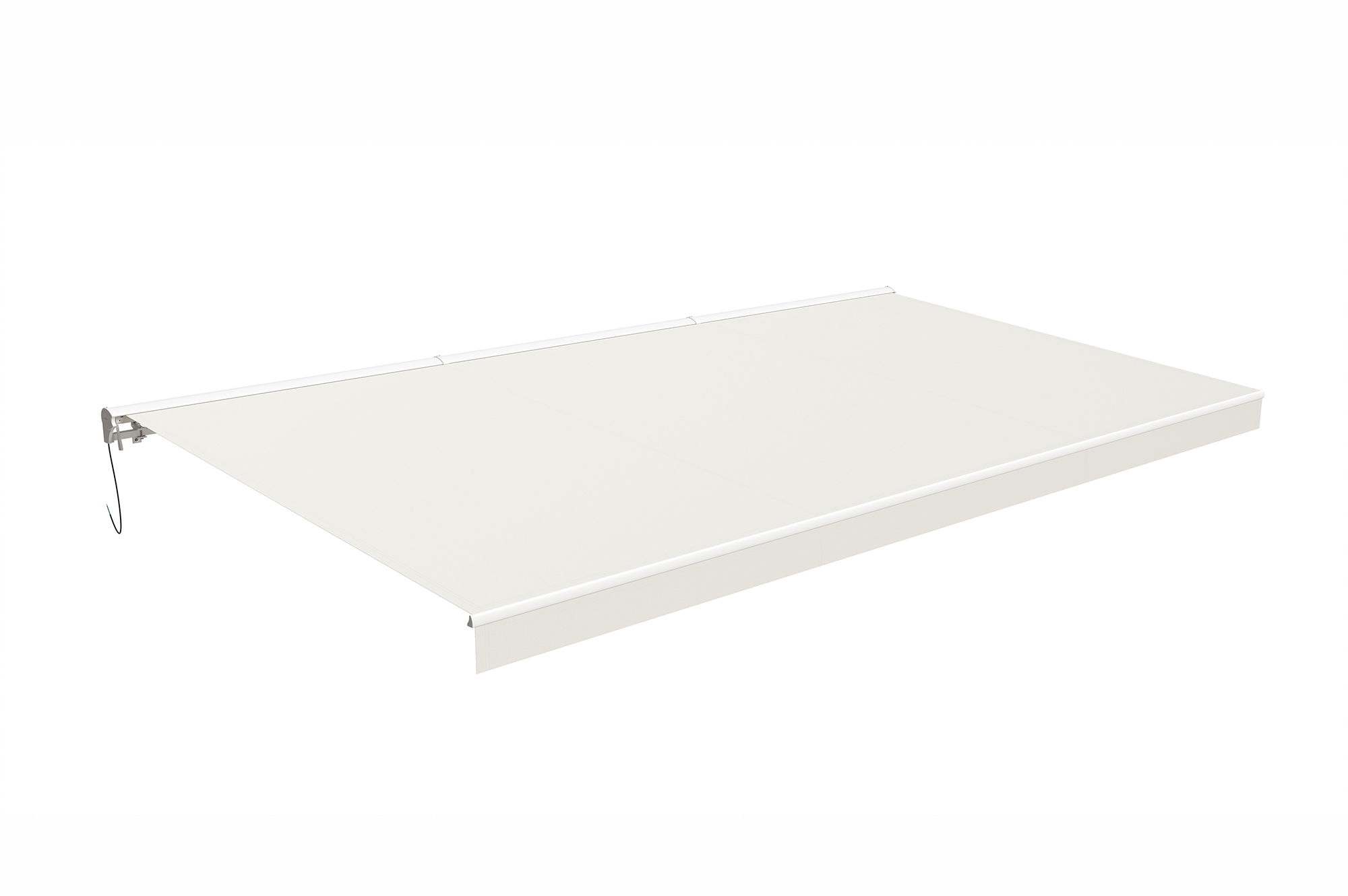 FAZZIO 6x3m semi-cassette gemotoriseerd LED-zonnescherm met wit frame en beige doek 11