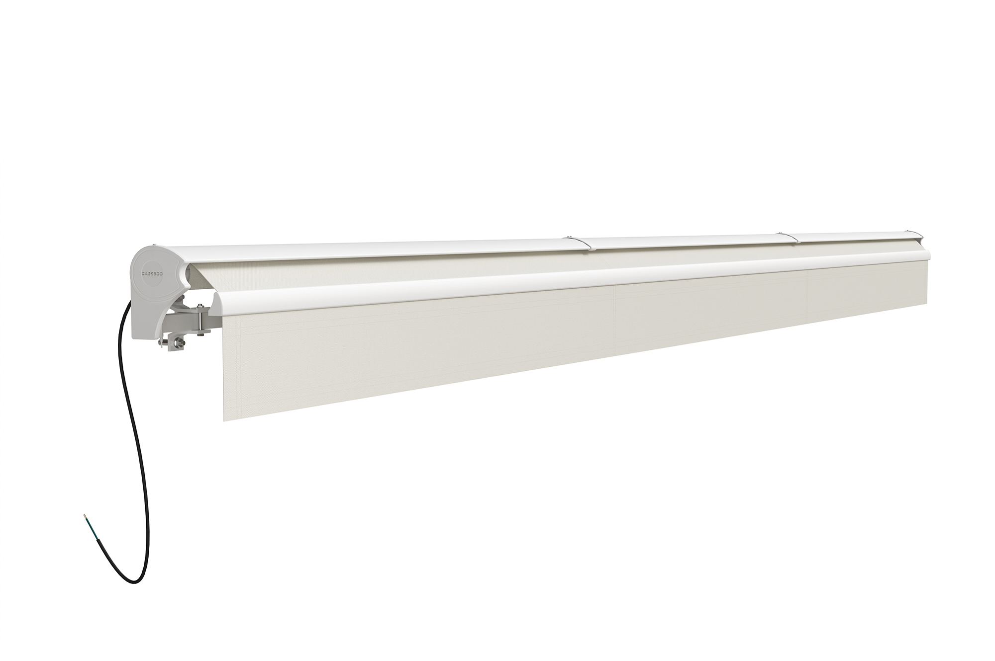 FAZZIO 6x3m semi-cassette gemotoriseerd LED-zonnescherm met wit frame en beige doek 9
