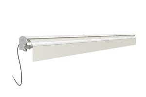 FAZZIO 6x3m semi-cassette gemotoriseerd LED-zonnescherm met wit frame en beige doek 9