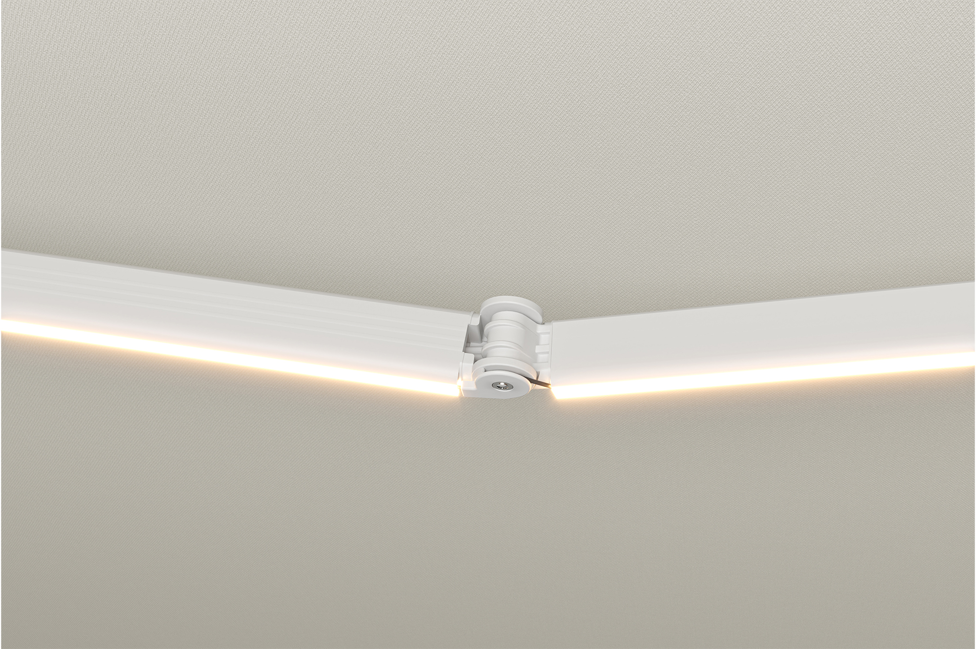 FAZZIO 6x3m semi-cassette gemotoriseerd LED-zonnescherm met wit frame en beige doek 16