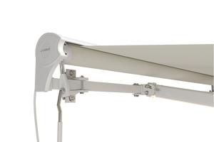 FAZZIO 6x3m semi-cassette gemotoriseerd LED-zonnescherm met wit frame en beige doek 15