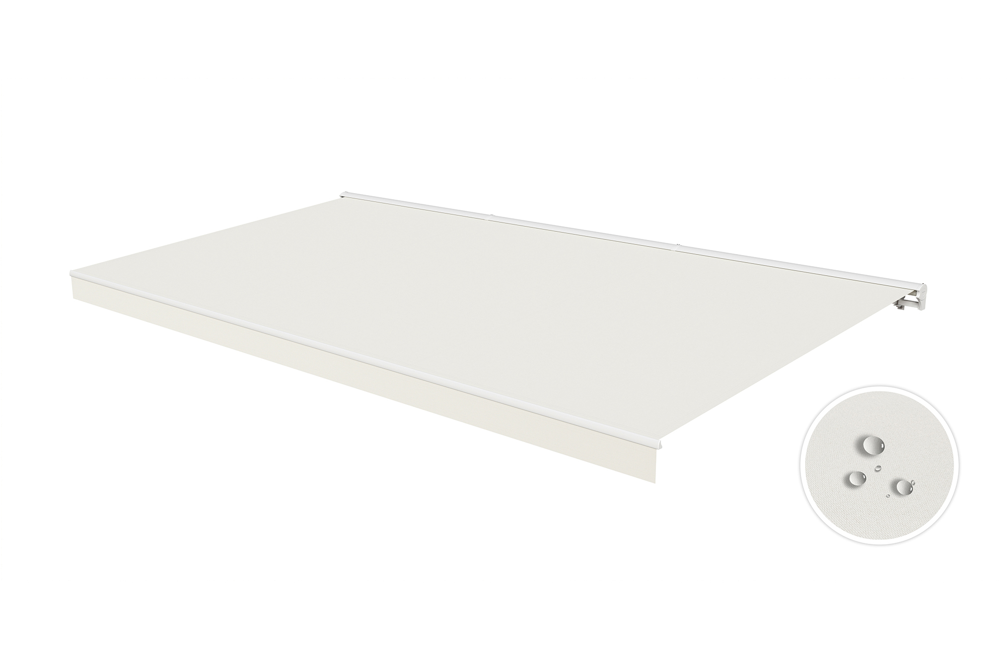 FAZZIO 6x3m semi-cassette gemotoriseerd LED-zonnescherm met wit frame en beige doek 8