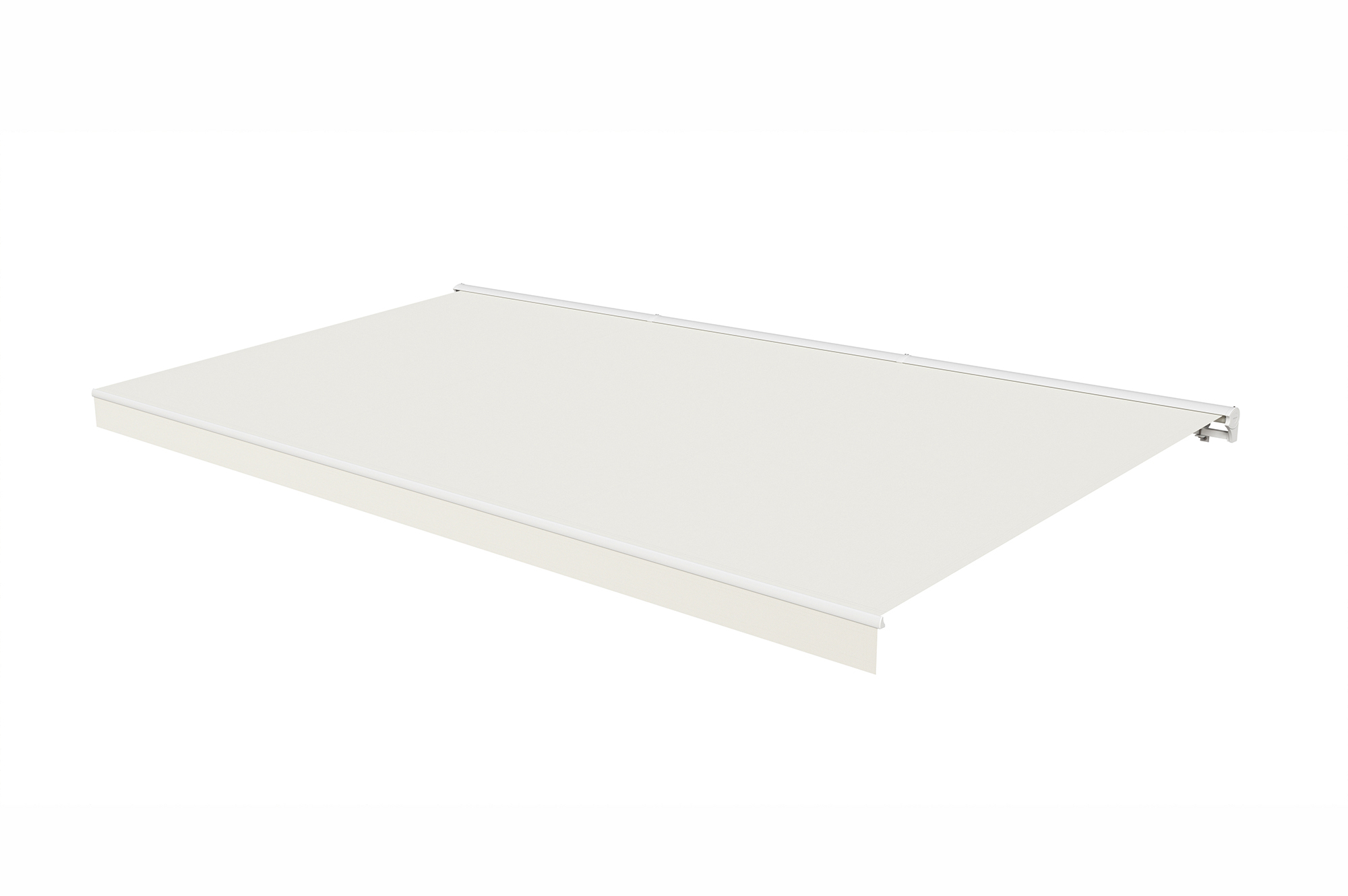 FAZZIO 6x3m semi-cassette gemotoriseerd LED-zonnescherm met wit frame en beige doek 12