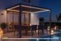 Motorizovaná bioklimatická pergola 4x3m, připevněná, AGOSTA šedý hliník s výsuvnými žaluziemi na straně 4m