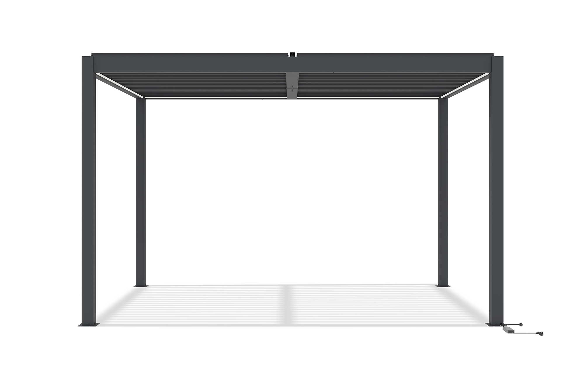 AGOSTA 4x3m motoros bioklimatikus pergola szabadon álló LED világítással, 250cm magas - Szürke alumínium 3