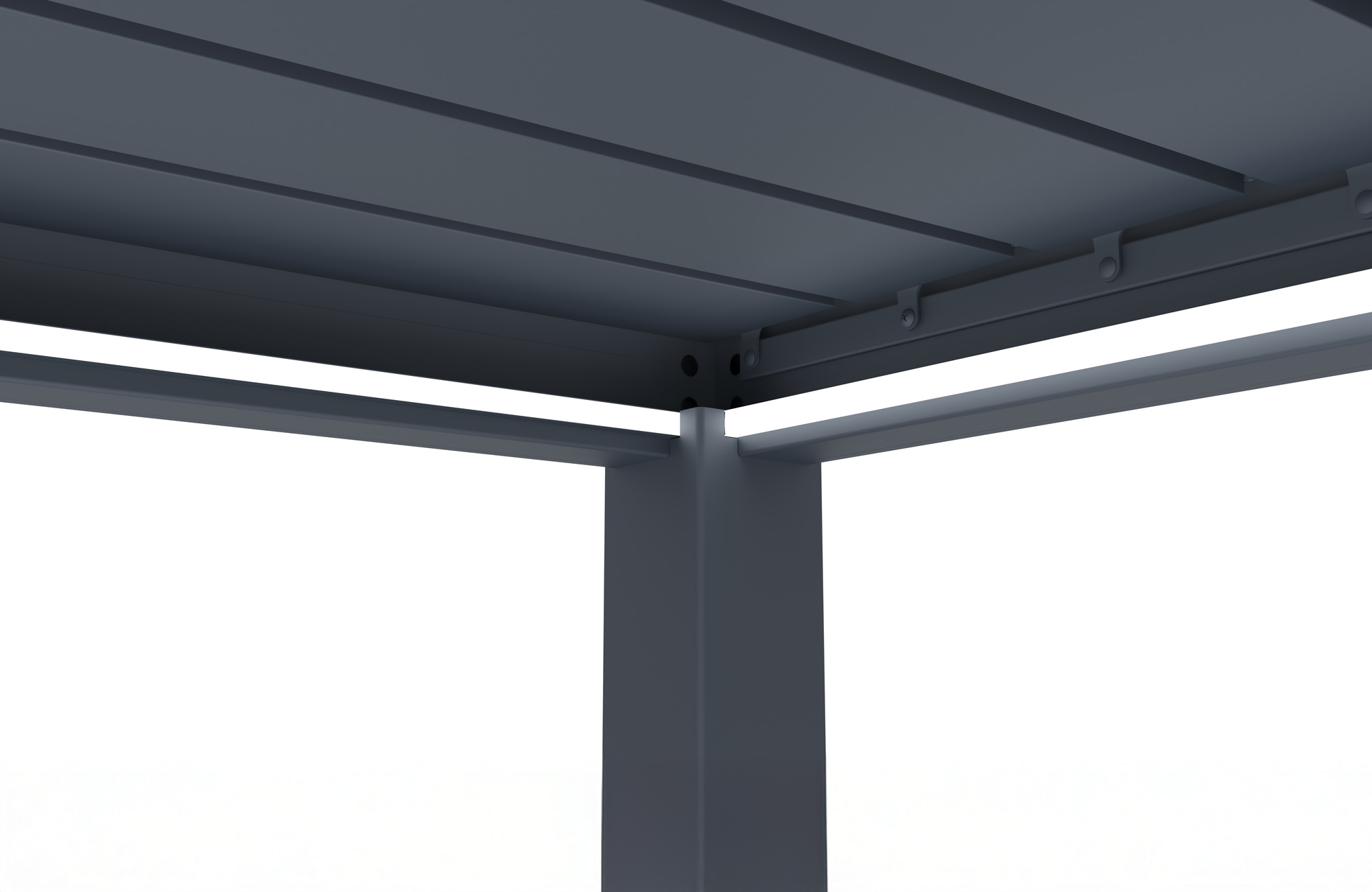 AGOSTA 4x3m motoros bioklimatikus pergola szabadon álló LED világítással, 250cm magas - Szürke alumínium 14
