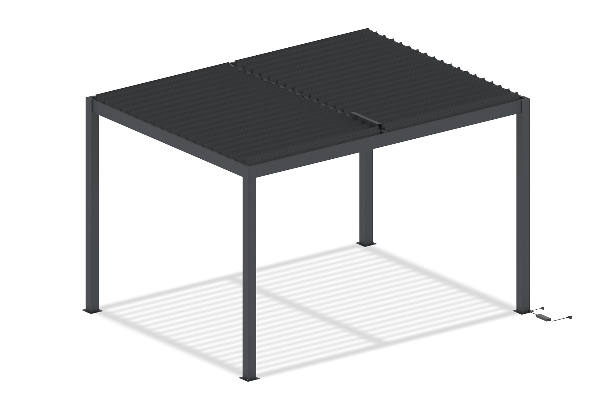 AGOSTA 4x3m motoros bioklimatikus pergola szabadon álló LED világítással, 250cm magas - Szürke alumínium 17