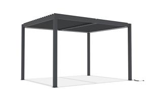 AGOSTA 4x3m motoros bioklimatikus pergola szabadon álló LED világítással, 250cm magas - Szürke alumínium 10