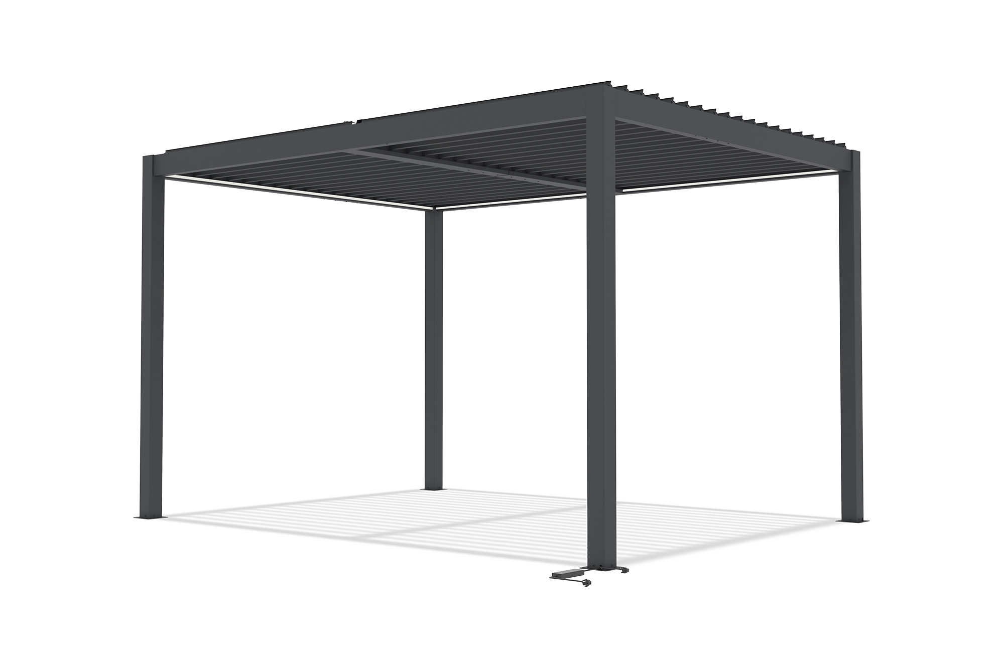 AGOSTA 4x3m motoros bioklimatikus pergola szabadon álló LED világítással, 250cm magas - Szürke alumínium 11