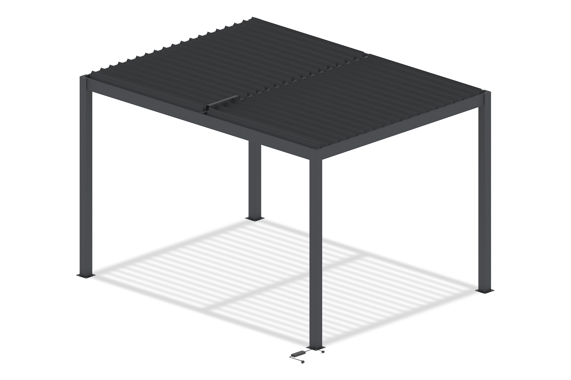 AGOSTA 4x3m motoros bioklimatikus pergola szabadon álló LED világítással, 250cm magas - Szürke alumínium 18
