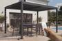 AGOSTA Pergola bioclimatica motorizzata 4x3m con illuminazione a LED autoportante, altezza 250 cm - Alluminio grigio