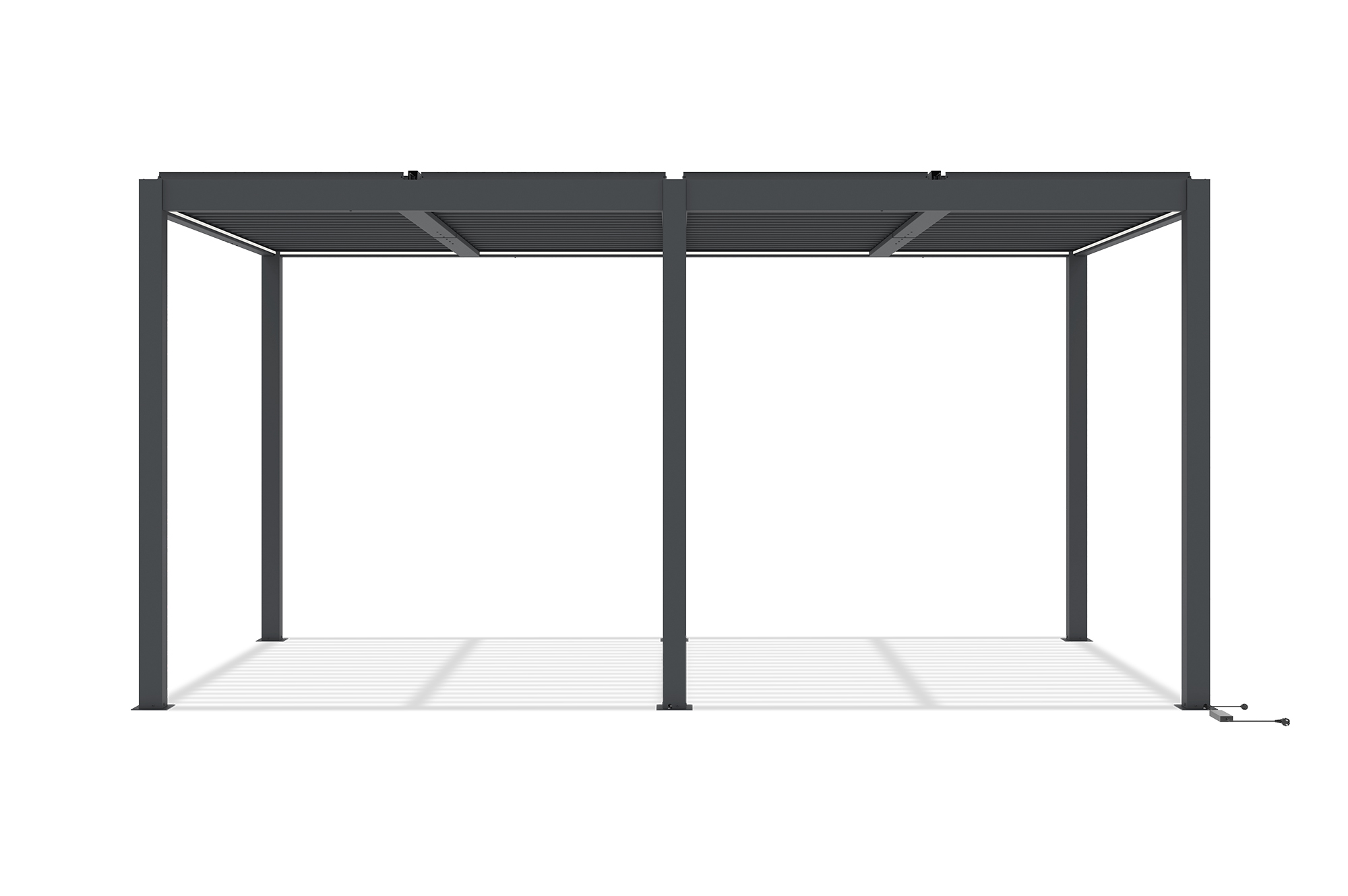 AGOSTA 5x3m szabadon álló motoros bioklimatikus pergola LED világítással, 250cm magas - Szürke alumínium 3