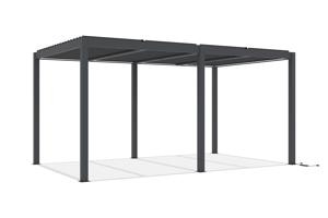 AGOSTA 5x3m szabadon álló motoros bioklimatikus pergola LED világítással, 250cm magas - Szürke alumínium 5