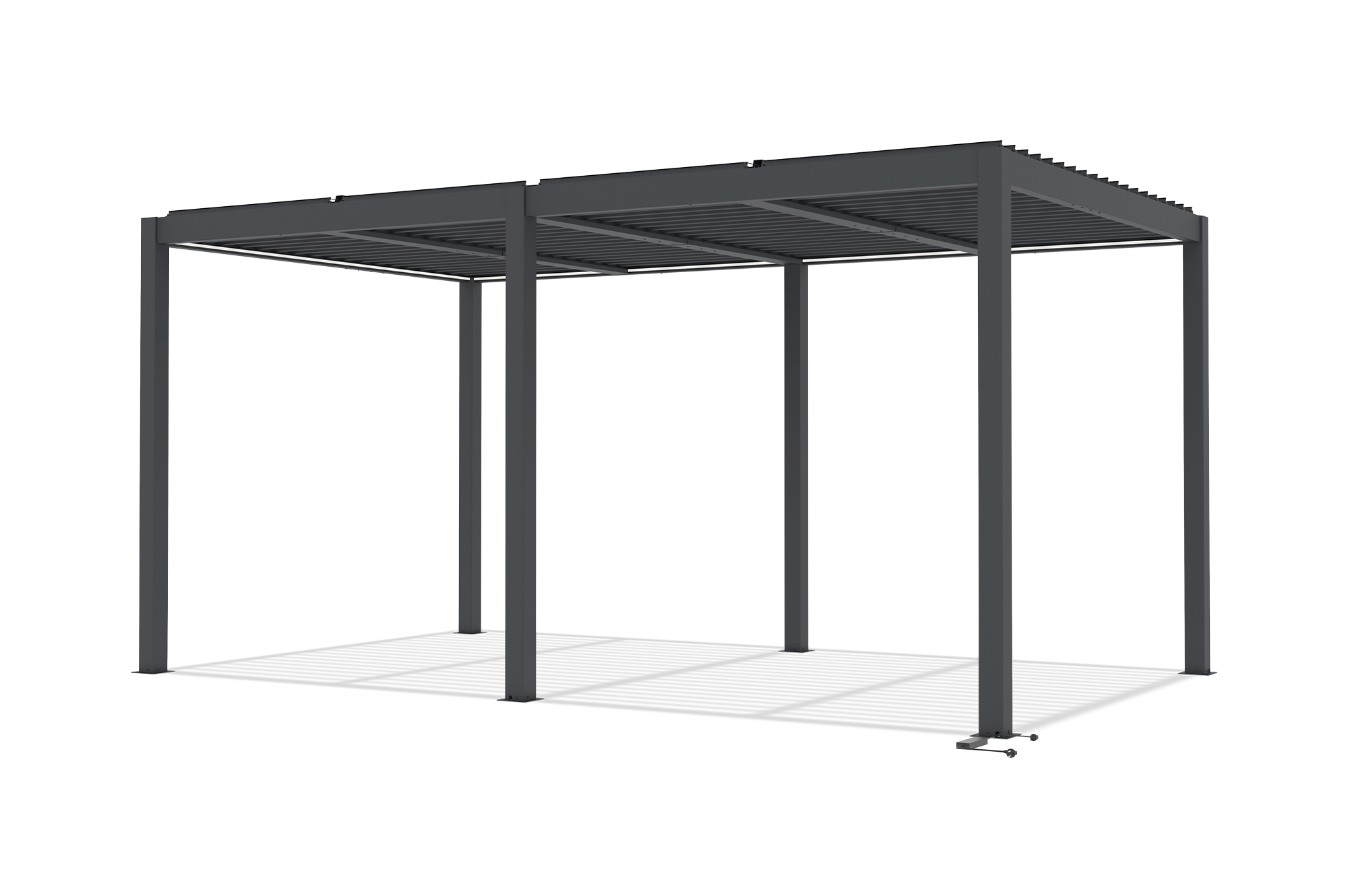 AGOSTA 5x3m szabadon álló motoros bioklimatikus pergola LED világítással, 250cm magas - Szürke alumínium 6