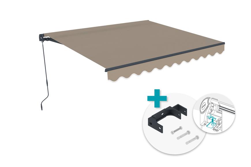 VECCHIO 4x3m taupe monobloc awning with ceiling fixing