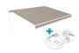 VECCHIO 4m x 3m white monobloc awning with taupe fabric and ceiling fixing