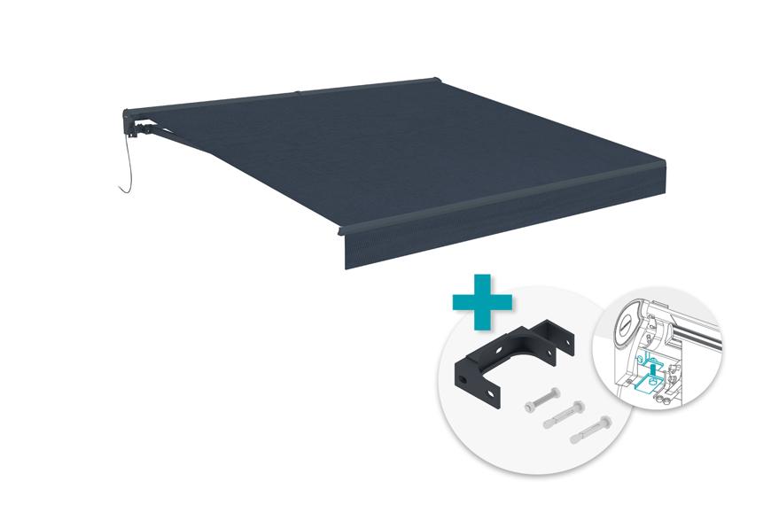 Tenda da sole motorizzata semicassonata FAZZIO 3x2,5m grigia con fissaggio a soffitto