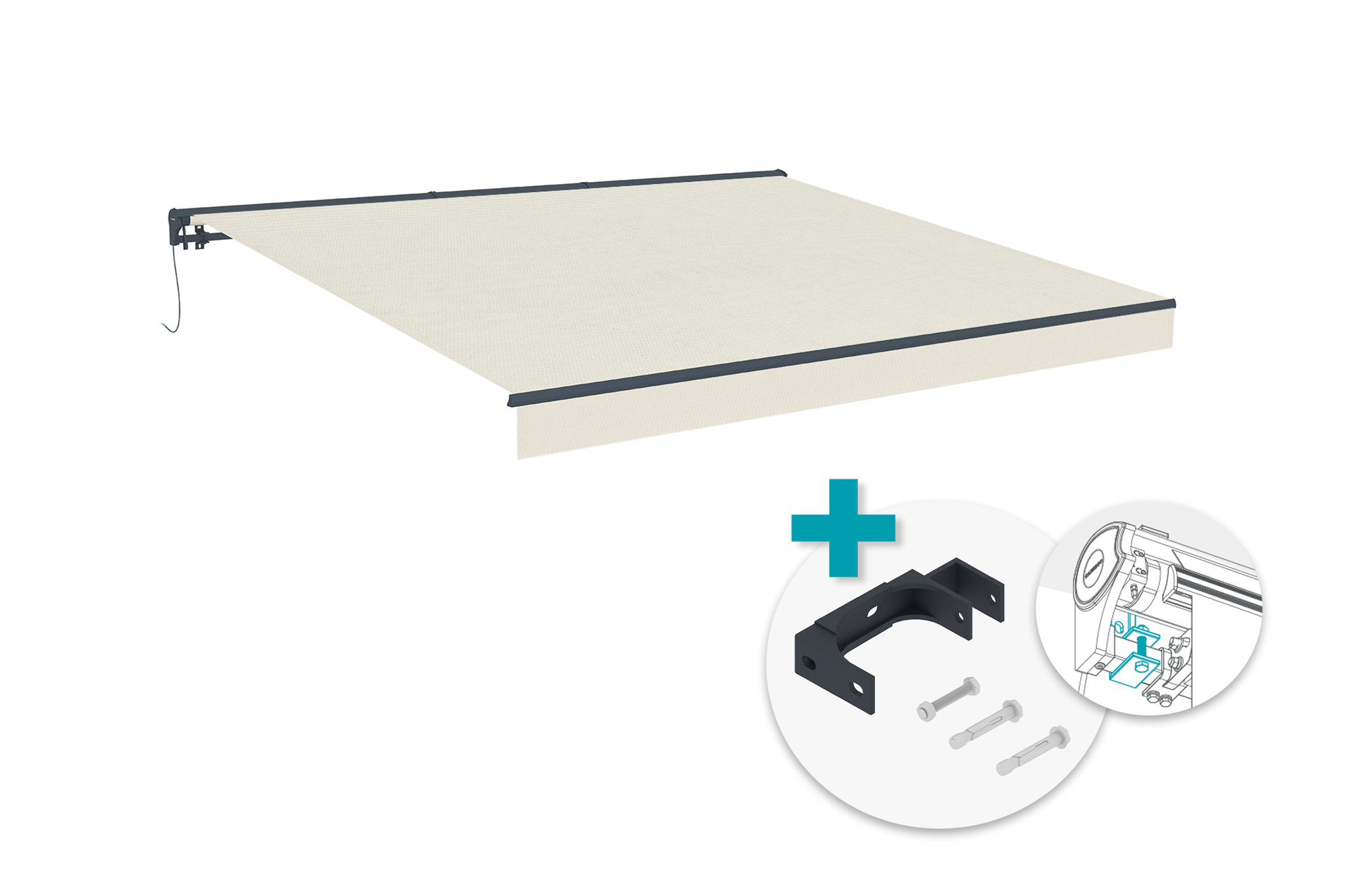 FAZZIO 4x3m beige semi-cassette gemotoriseerd zonnescherm met plafondbevestiging main_image