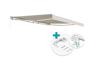 FAZZIO 4x3m white LED motorized awning with beige fabric and ceiling mounting