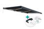 FAZZIO 6x3m semi-cassette motorized LED awning with grey fabric and ceiling fixings