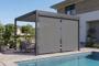 Pergola bioclimatique 3x3m autoportée PIANA aluminium gris avec stores rétractables côté 3m