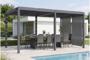 Pergola bioclimatique 5x3m autoportée AGOSTA aluminium gris avec stores rétractables côté 3m