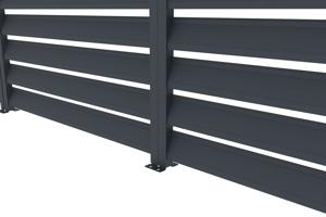PIANA 3x2.5m lean-to bioclimatic pergola in anthracite grey aluminum with 1 privacy screen louver 8