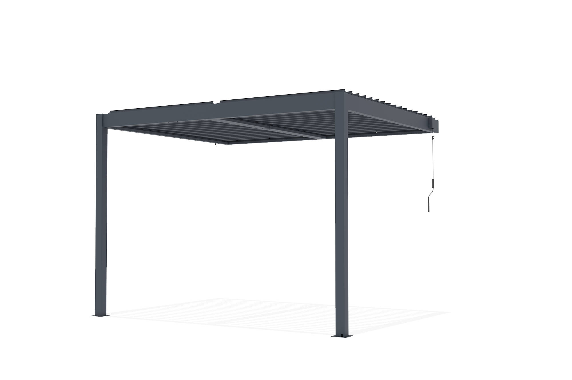 PIANA 3x2.5m lean-to bioclimatic pergola in anthracite grey aluminum with 1 privacy screen louver 6