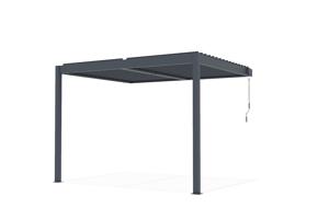PIANA 3x2.5m lean-to bioclimatic pergola in anthracite grey aluminum with 1 privacy screen louver 6
