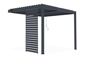 PIANA 3x2.5m lean-to bioclimatic pergola in anthracite grey aluminum with 1 privacy screen louver 2