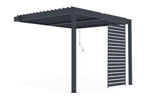 PIANA 3x2.5m lean-to bioclimatic pergola in anthracite grey aluminum with 1 privacy screen louver 10