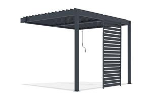 PIANA bioklimatska pergola 3x2m iz antracitno sivega aluminija z 1 žaluzijo za zasebnost 3