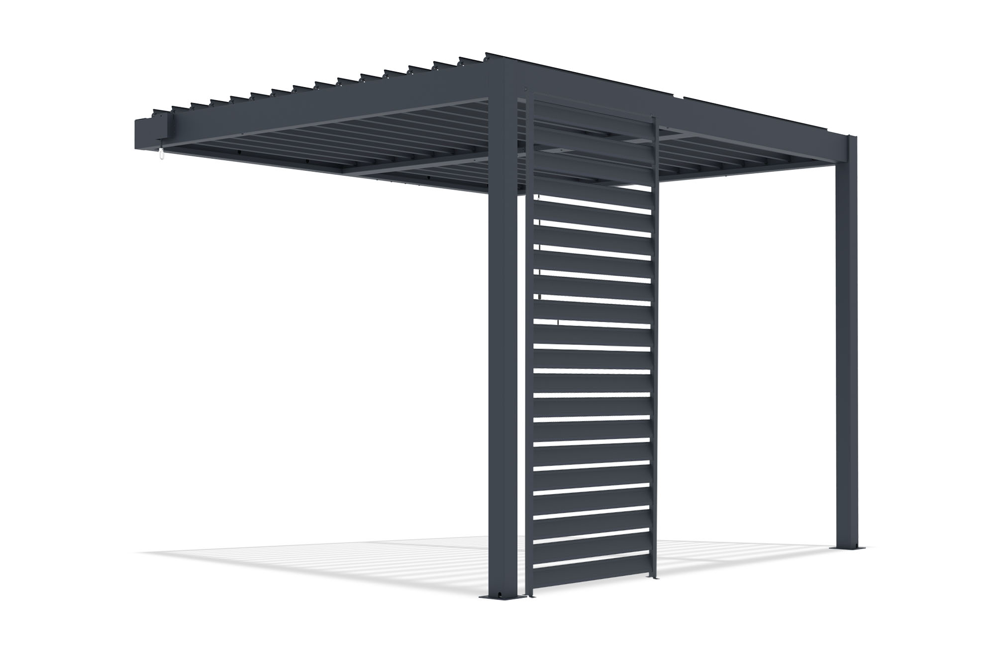 PIANA bioklimatska pergola 3x2m iz antracitno sivega aluminija z 1 žaluzijo za zasebnost 2