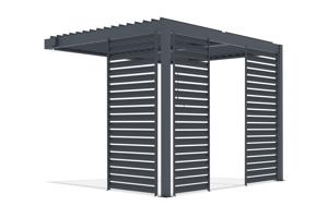 PIANA 3x2m pieguļoša bioklimatiskā pergola antracīta pelēkā alumīnija krāsā ar 3 privātuma režģiem 4