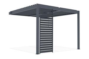 PIANA 3x3m attached bioclimatic pergola in grey aluminum with 1 privacy screen louver 2