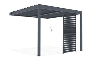 PIANA 3x3m attached bioclimatic pergola in grey aluminum with 1 privacy screen louver 3