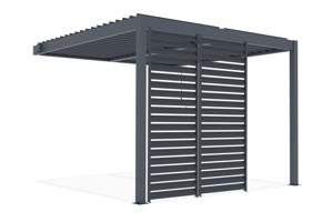 PIANA 3x3m piestiprināta bioklimatiskā pergola pelēkā alumīnija krāsā ar 2 privātuma žalūzijām 2
