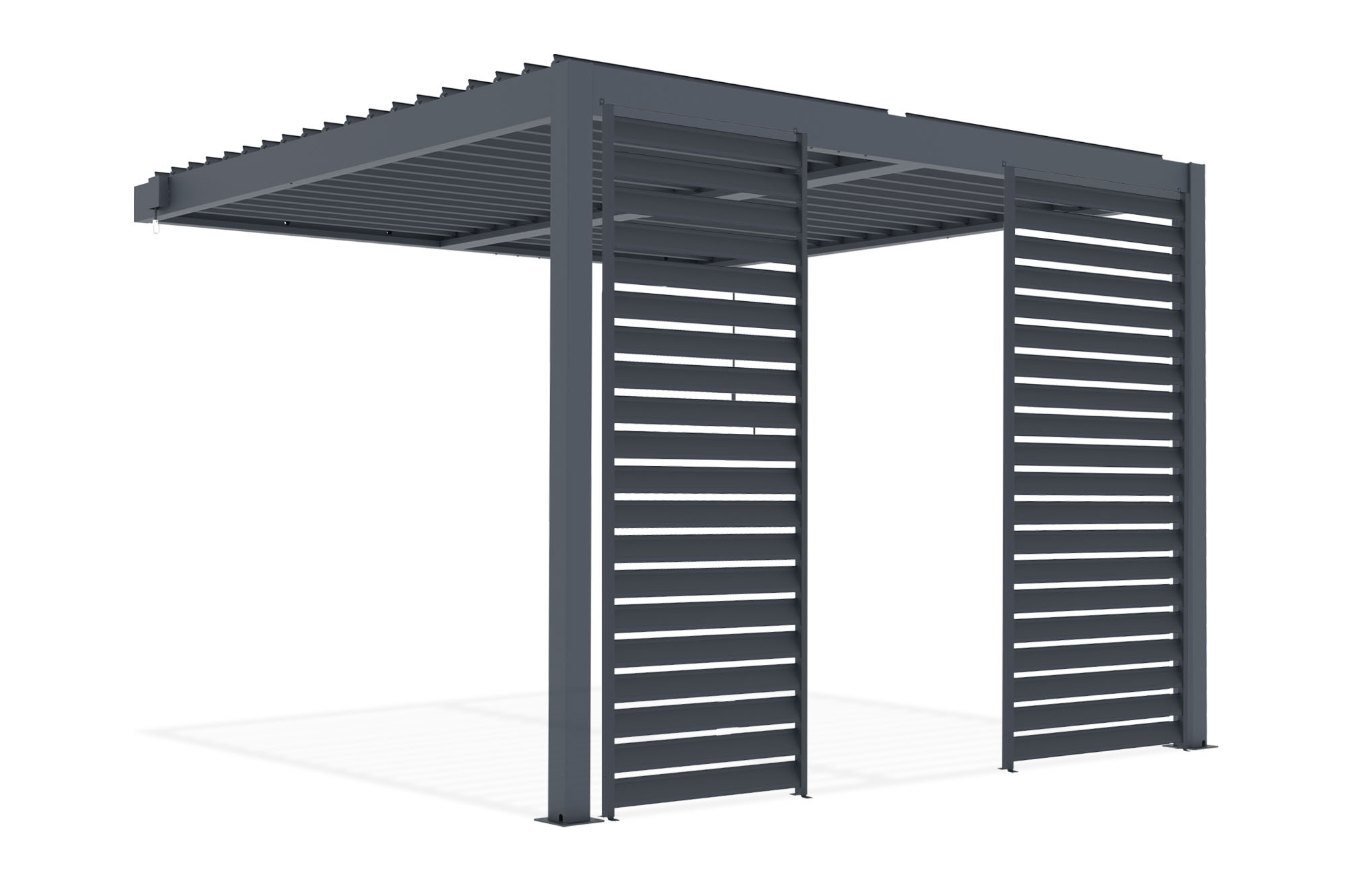 PIANA 3x3m piestiprināta bioklimatiskā pergola pelēkā alumīnija krāsā ar 2 privātuma žalūzijām 4