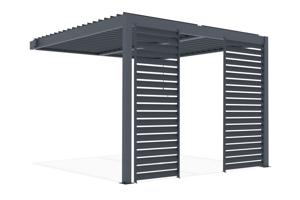 PIANA 3x3m piestiprināta bioklimatiskā pergola pelēkā alumīnija krāsā ar 2 privātuma žalūzijām 4