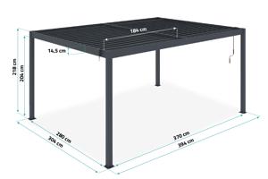 PIANA 3x4m brīvstāvoša bioklimatiskā pergola pelēkā alumīnija krāsā ar 3 privātuma žalūzijām 4