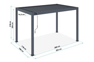 Pergolă bioclimatică independentă PIANA 3x2m din aluminiu gri cu 1 lamelă de intimitate 4