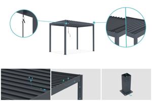 Pergolă bioclimatică independentă PIANA 3x2m din aluminiu gri cu 1 lamelă de intimitate 5