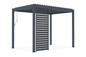 Pergolă bioclimatică independentă PIANA 3x2m din aluminiu gri cu 1 lamelă de intimitate 2