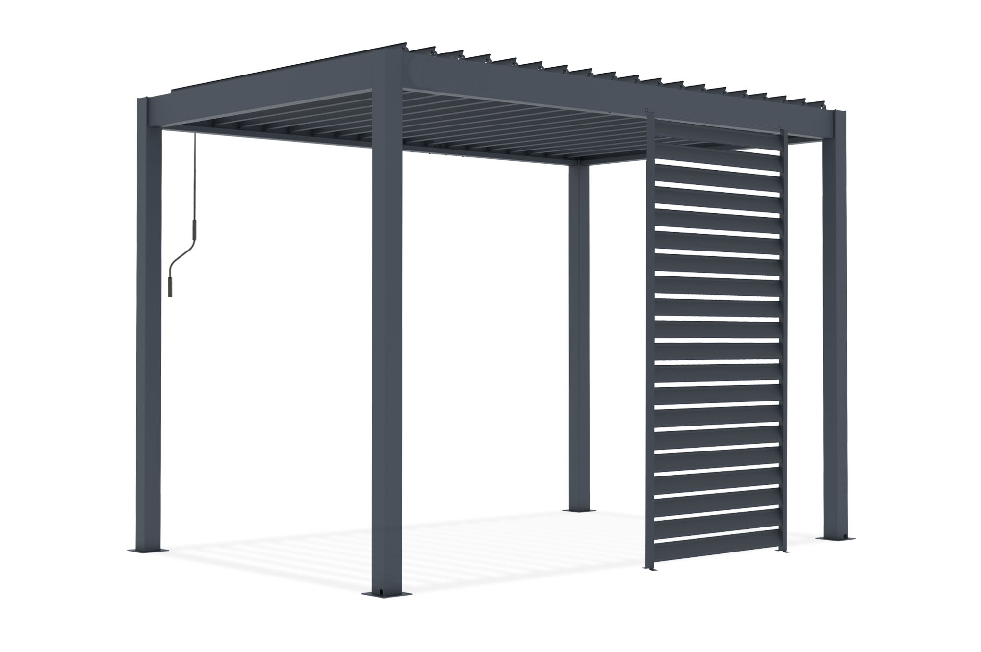 Pergolă bioclimatică independentă PIANA 3x2m din aluminiu gri cu 1 lamelă de intimitate 3