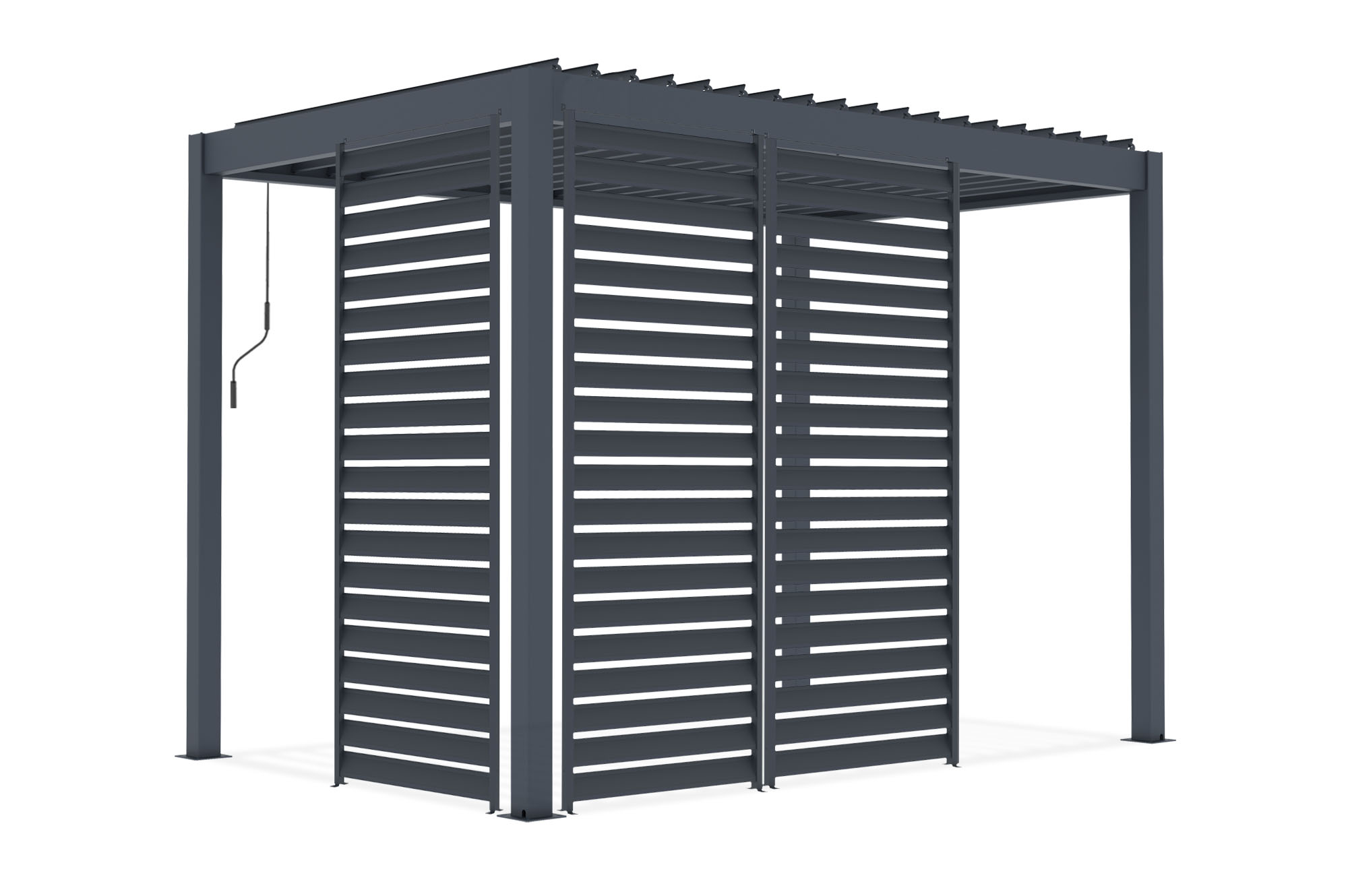 Pergolă bioclimatică independentă PIANA 3x2m din aluminiu gri cu 3 lamele de intimitate 3